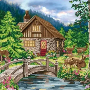 Kit DIAMOND DOTZ® Chalet au bord de la rivière Livraison Express