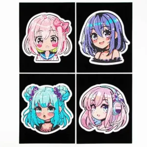 Kit Dotzies 4 designs fond noir suédine – Héroïnes Manga Achat Immédiat