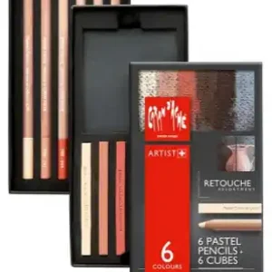 BOITE DE 6 CRAYONS PASTELS + 6 CUBES - ASSORTIMENT POUR RETOUCHES - CARAN D'ACHE Dernière Chance